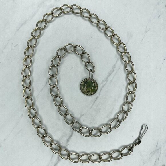 Silver Tone George Washington Coin Belly Body Chain Link Belt Size XS Small S - Picture 1 of 12